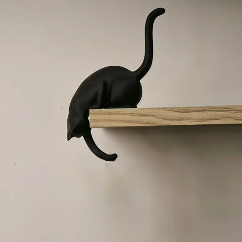 Gothic Cat Shelf Hook Figurine
