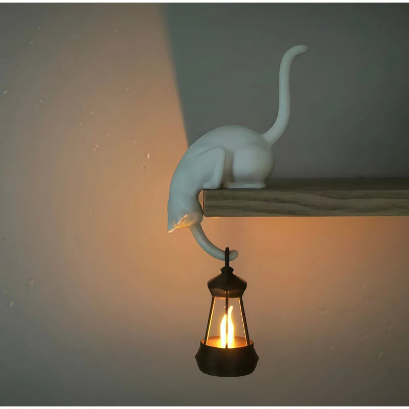 Gothic Cat Shelf Hook Figurine