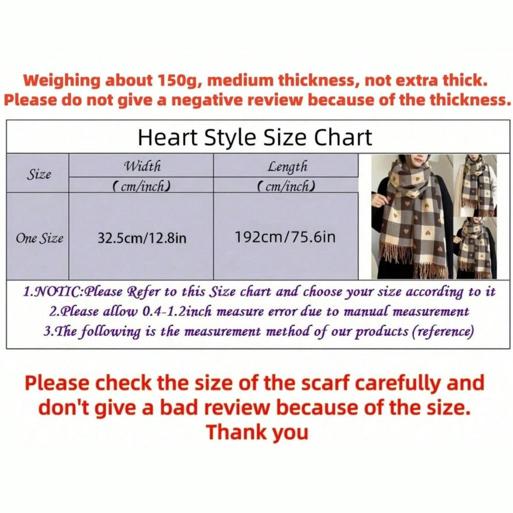 Heart Plaid Blanket Scarf