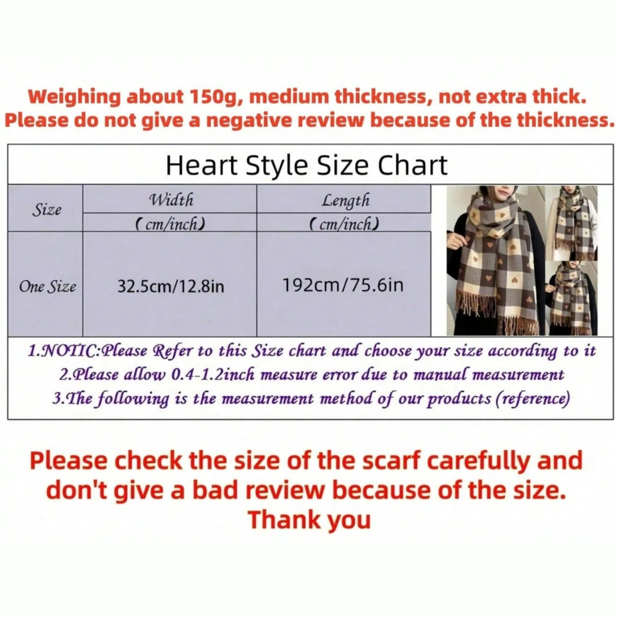 Heart Plaid Blanket Scarf