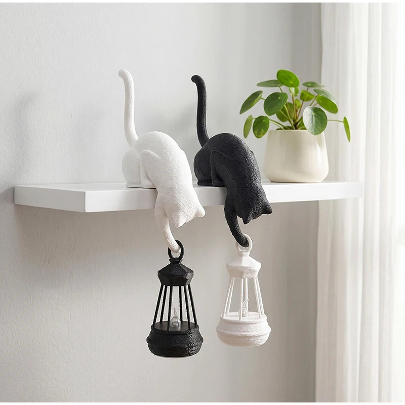 Gothic Cat Shelf Hook Figurine