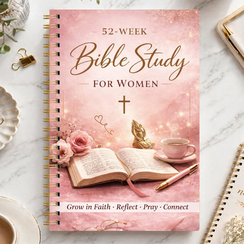 52 Week Bible Study Journal, Pink Floral