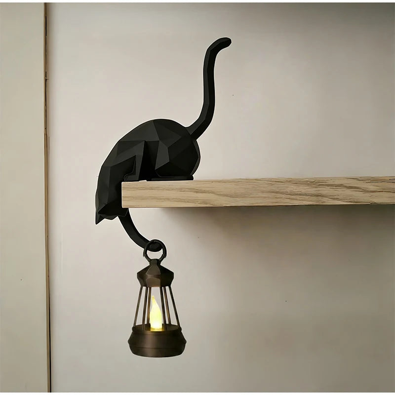 Gothic Cat Shelf Hook Figurine