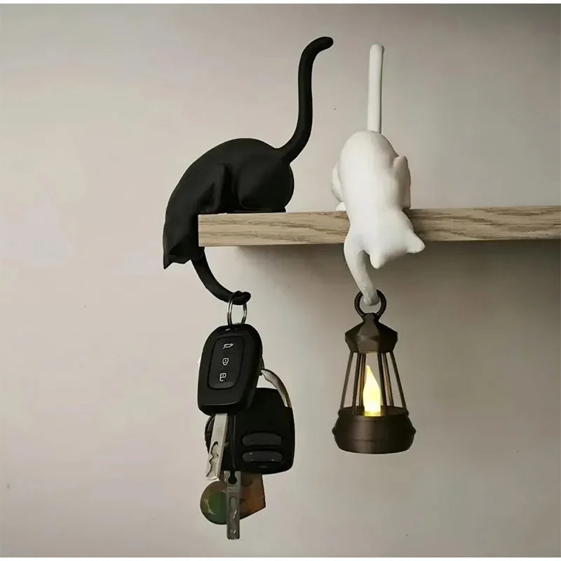 Gothic Cat Shelf Hook Figurine