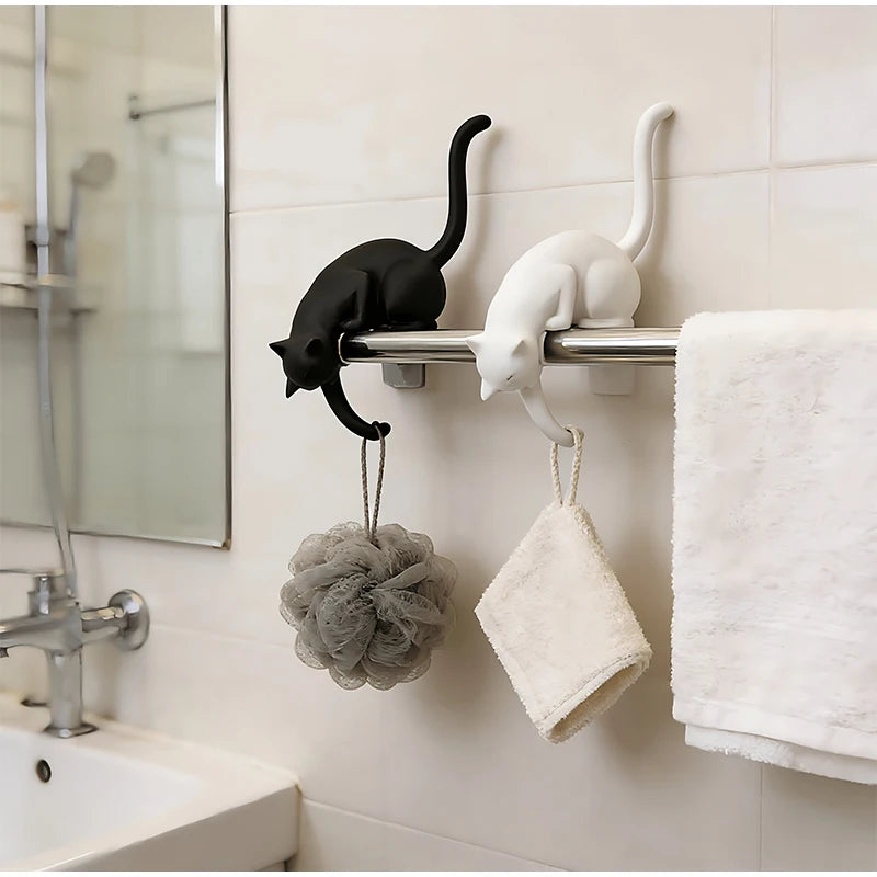 Gothic Cat Shelf Hook Figurine