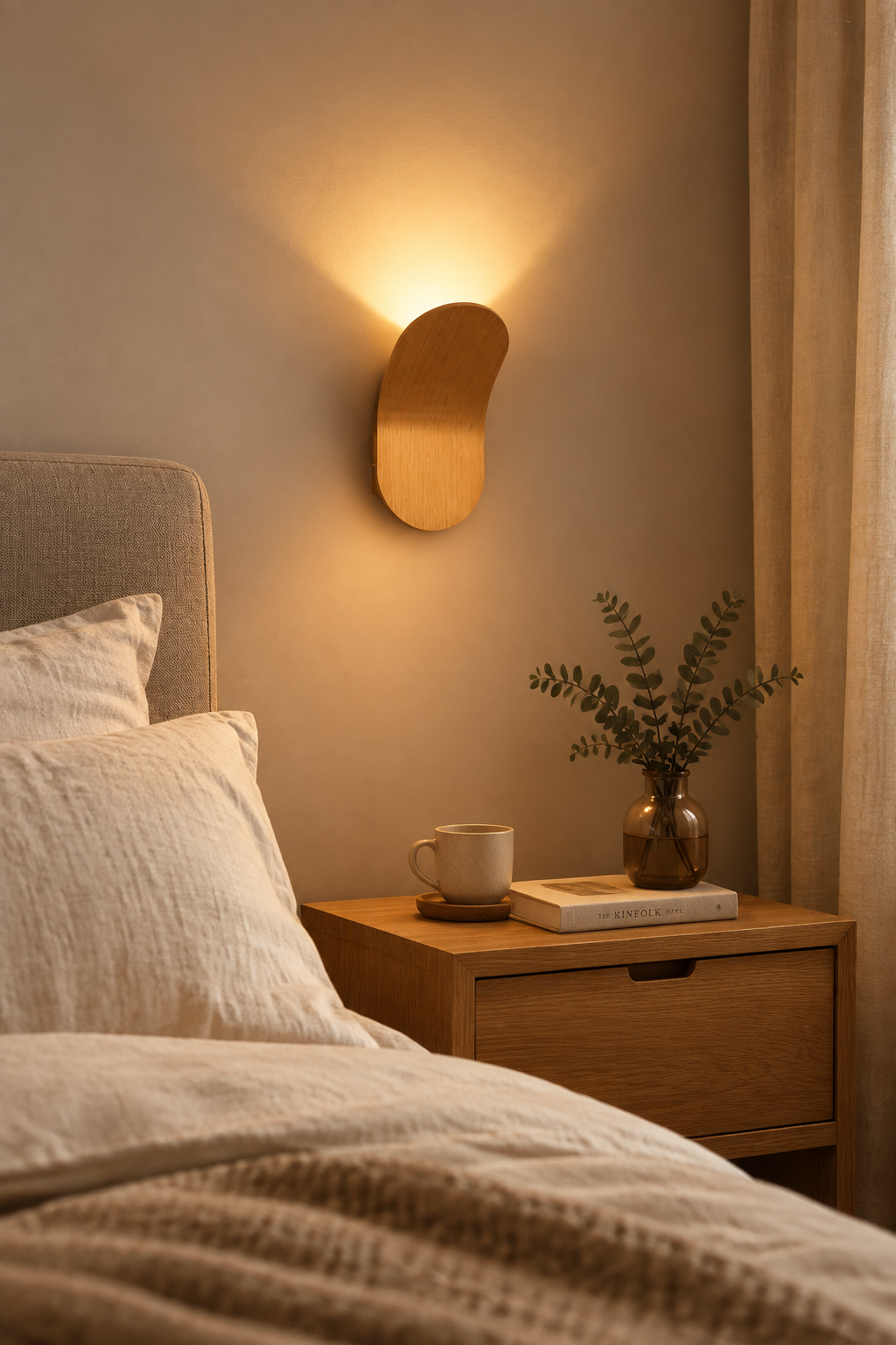 Nordic Glow Wall Lamp casting a warm glow on a wall at home